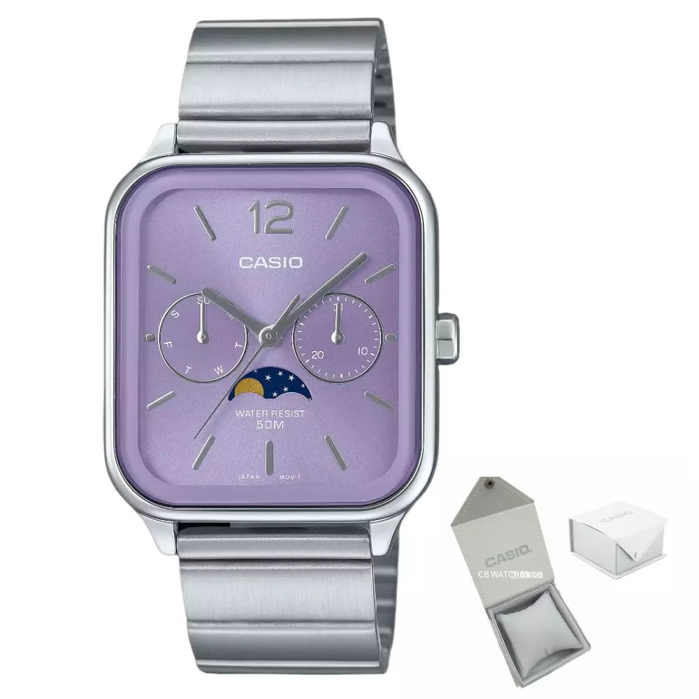 Casio Analog MTP-M305D-6AV Moonphase Quartz Men's Watch Stainless