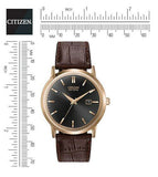 Citizen Eco-Drive Rose Gold Stainless Steel Brown Leather Men's Watch BM7193-07E