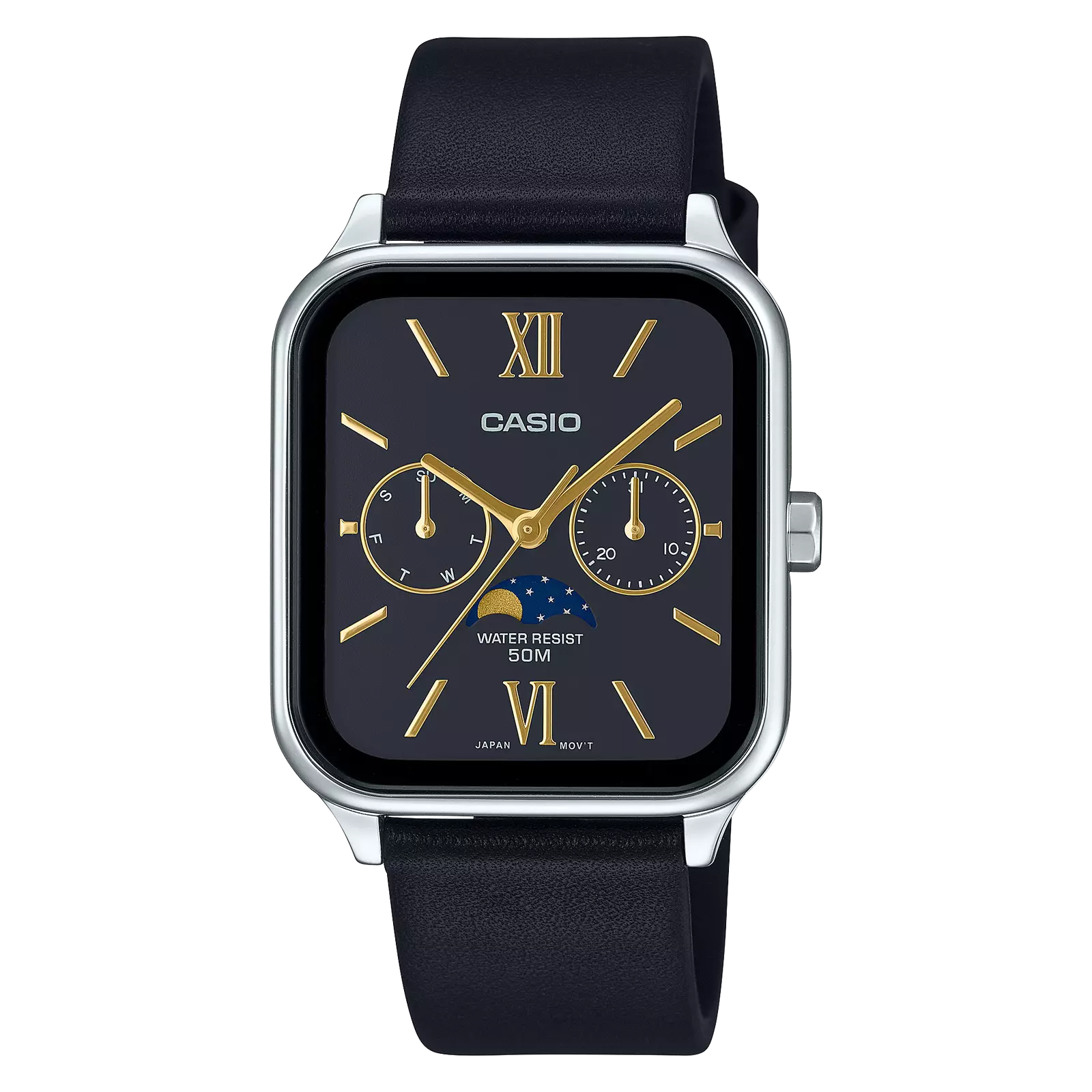 Casio Analog MTP-M305D-7A Moonphase Quartz Men's Watch Stainless