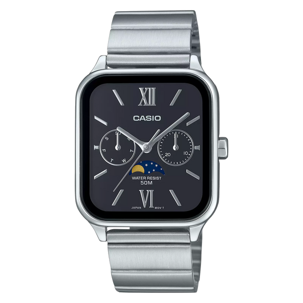 Casio Analog MTP-M305D-1A2V Moonphase Quartz Men's Watch Stainless