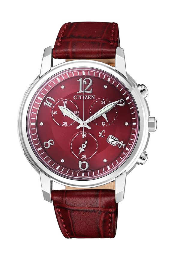 Citizen XC Stainless Steel Red Leather Chronograph Ladies' Watch FB1430-00W