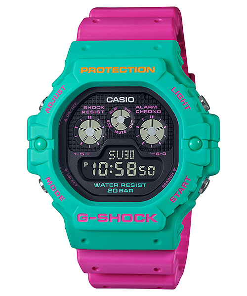 NEW GSHOCK Psychedelic Multi Colors Green Pink Resin Watch DW
