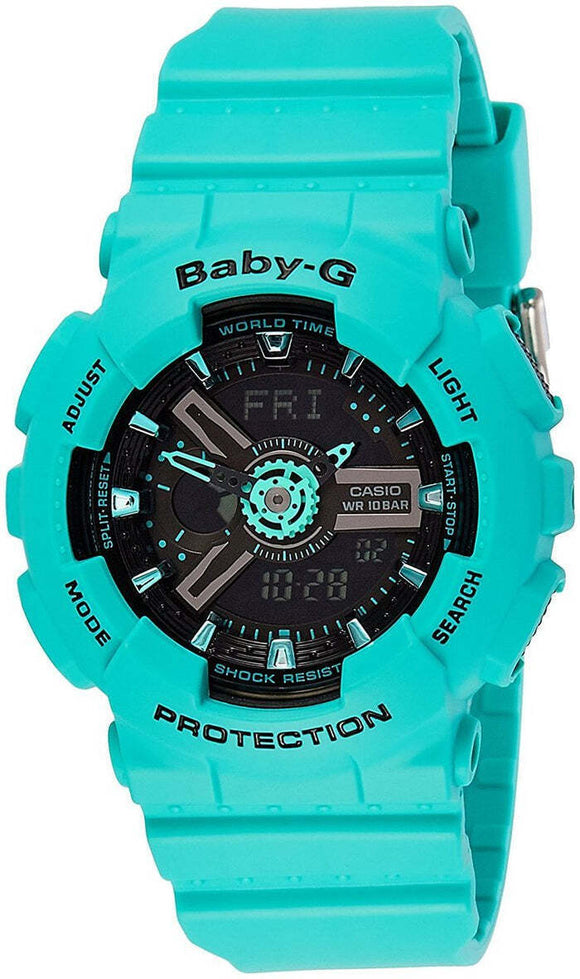 Casio Baby-G Analog Digital Ba-111-3A Turquoise Womens LED Backlight Watch