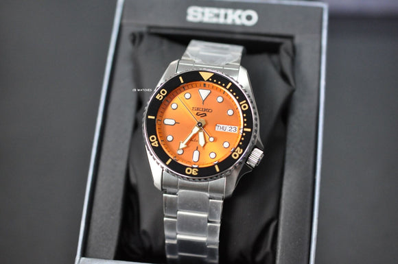 Seiko 5 Sports SKX 'Midi' Orange Stainless Steel Automatic Men's Watch SRPK35K1