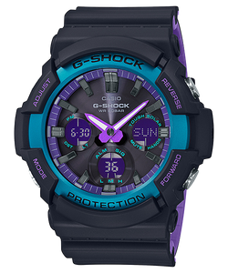 Casio GAS-100BL-1A G-Shock Basic Black Neon-Like Purple Highlights Men's Watch