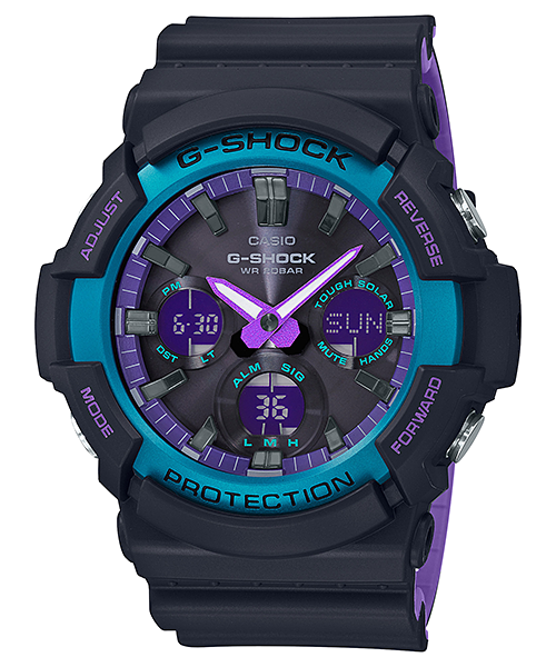 Casio GAS-100BL-1A G-Shock Basic Black Neon-Like Purple Highlights Men's Watch