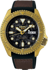 Seiko 5 Sports SRPE80K1 Mens Automatic Watch with Black Dial and Black Strap
