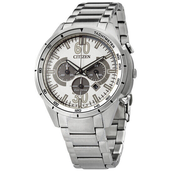 Citizen CA4120-50A Silver Stainless Men's Chronograph Eco-Drive Watch 100m